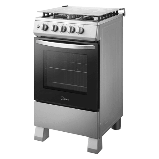Esta cocina a gas Midea de 4 hornallas combina eficiencia, seguridad y diseño moderno para tu cocina. Equipada con encendido eléctrico, puerta con vidrio doble y luz en el horno, ofrece practicidad en cada uso. Sus 4 hornallas FireVortex (1 de alto rendimiento, 2 estándar y 1 de bajo rendimiento) permiten una cocción precisa y adaptable a todo tipo de preparaciones. El horno, con una capacidad de 62L, incluye rejilla y asadera, ideal para cocinar con comodidad. Con un diseño compacto y materiales de calidad, es una opción confiable y funcional para el día a día en tu hogar.
