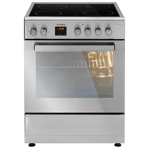 Esta cocina eléctrica James combina eficiencia y diseño moderno con su mesada y 4 placas de vitrocerámica, junto a un horno eléctrico enlozado que facilita la limpieza. Ofrece 6 funciones preestablecidas, grill, luz interna y un termostato regulable de 50 a 280°C, además de convección para una cocción más pareja. Su encendido electrónico y timer digital aportan comodidad y precisión, mientras que su potencia total de 8200W garantiza un rendimiento óptimo para todo tipo de preparaciones.
