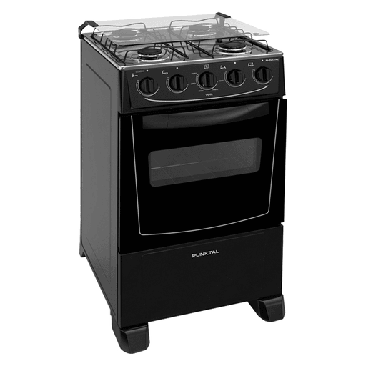 Cocina Punktal Viena a gas con 4 hornallas y quemadores esmaltados. Su mesada de acero inoxidable es fácil de limpiar y cuenta con tapa de vidrio. El horno tiene una capacidad de 51 litros y es limpia fácil. Su patas de apoyo aportan estabilidad y seguridad.