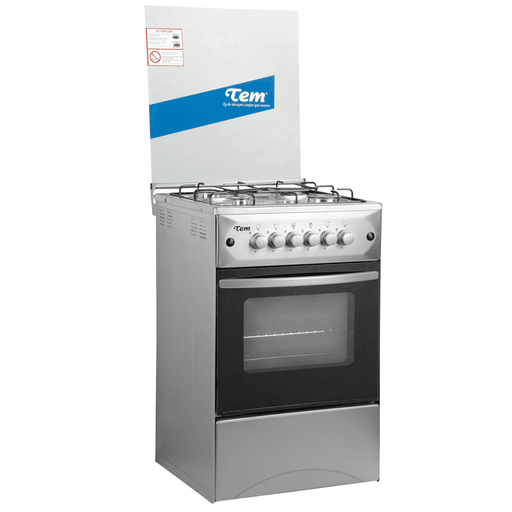 Con esta cocina Tem a gas podrás preparar todas tus comidas preferidas. Cuenta con 4 hornallas y parrillas esmaltadas, mesada en acero inoxidable y encendido electrónico. El grill y la luz en el horno te facilitarán tus momentos al cocinar.