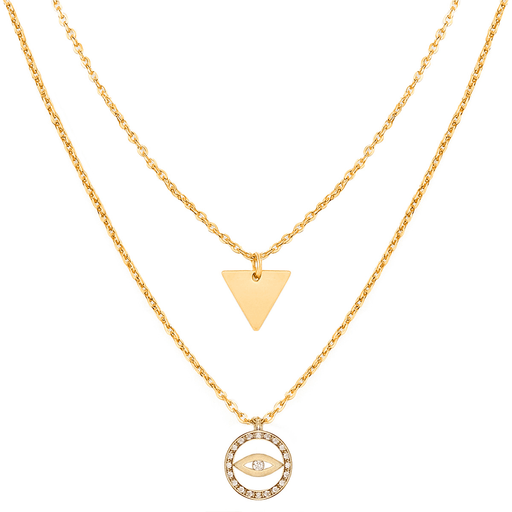 Este elegante collar 2 en 1 combina estilo y versatilidad en una sola pieza. Con dos cadenas de 1.5mm de grosor y longitudes de 35 y 40cm, incluye dos delicados dijes que aportan un toque moderno y único. Fabricado en aleación de zinc, es liviano y resistente, perfecto para complementar cualquier look, ya sea casual o más sofisticado.