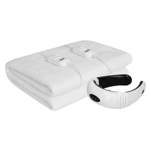 Con el Combo de Relajación Completa que incluye un Calienta Camas NAPPO y un Masajeador de Pulso Eléctrico podrás disfrutar de la comodidad y relajación que tu cuerpo necesita. El Masajeador de Pulso Eléctrico cuenta con tecnología de electroestimulación que ayuda a aliviar el dolor muscular, liberar la tensión y mejorar el equilibrio corporal. Por otro lado, el Calienta Cama 2 Plazas está fabricado con 100% poliéster, tiene un voltaje de AC 220~240V, una potencia de 2 x 60W y control de 2 temperaturas con 2 controles individuales.