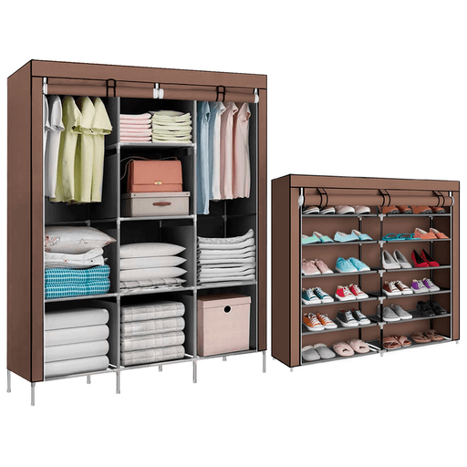 Organizá y decorá tus habitaciones con este combo DecoTeam, el cual está compuesto por un ropero de tela con perchero y 8 estantes y una zapatera de tela con 2 divisiones y 6 estantes. Están realizados en tela transpirable de excelente calidad y fácil de limpiar. Su estructura de tubos de acero es resistente y rápida de armar, permite un diseño versátil dependiendo del uso que quieras darle.