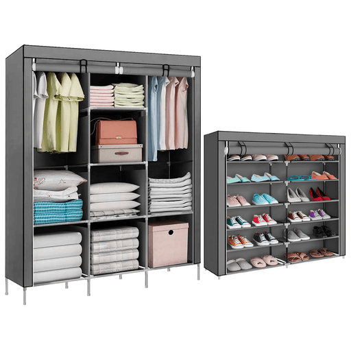 Organizá y decorá tus habitaciones con este combo DecoTeam, el cual está compuesto por un ropero de tela con perchero y 8 estantes y una zapatera de tela con 2 divisiones y 6 estantes. Están realizados en tela transpirable de excelente calidad y fácil de limpiar. Su estructura de tubos de acero es resistente y rápida de armar, permite un diseño versátil dependiendo del uso que quieras darle.