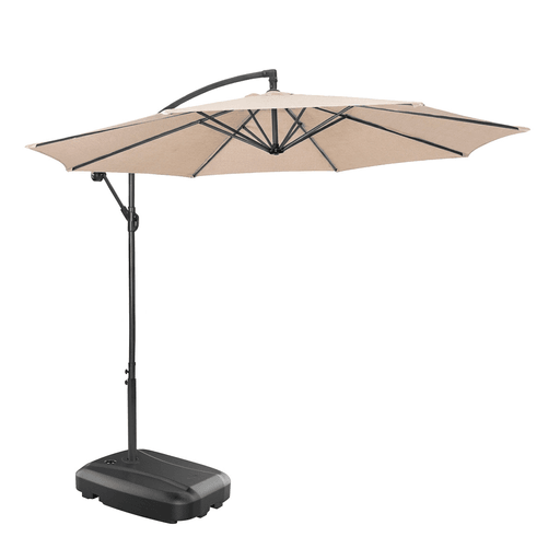Disfrutá de tu espacio al aire libre con este combo de sombrilla y base rellenable, diseñado para brindar sombra amplia, estabilidad y comodidad. La sombrilla cuenta con un diámetro de 3m, mástil de 48 mm, 8 varillas y apertura con manivela, ofreciendo 2,50m de altura y tela lavable de 180g/m² con protección UPF 50+, ideal para disfrutar del exterior con seguridad y durabilidad. La base de plástico, rellenable con agua o arena hasta 60L, proporciona firmeza, es antideslizante, resistente a distintos climas y fácil de trasladar gracias a sus ruedas, completando un conjunto práctico y seguro que te permite disfrutar de tu sombra con total tranquilidad.