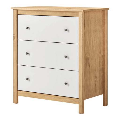 La cómoda Mari combina un diseño elegante con una estructura de madera maciza que aporta calidez, resistencia y durabilidad. Sus 3 amplios cajones con correderas de madera ofrecen un gran espacio de almacenamiento para mantener todo organizado, mientras que el acabado barnizado brinda excelente resistencia al rayado, al desgaste natural y facilita su mantenimiento. Además, su fondo de MDF garantiza una construcción sólida, ideal para complementar dormitorios o cualquier ambiente del hogar.