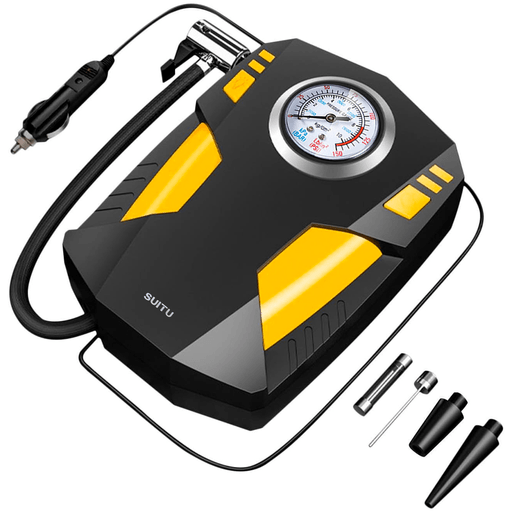 Compacto, potente y fácil de transportar, este compresor de aire portátil 12V es la solución ideal para mantener la presión correcta en todo momento. Cuenta con una presión máxima de 150PSI y una tasa de flujo de 20L/min, ofreciendo un inflado rápido y eficiente para llantas, pelotas, inflables y más. Incorpora manómetro con puntero para un control preciso de la presión y luz integrada, perfecta para emergencias o uso nocturno. Su diseño está fabricado en ABS de polietileno resistente, con cilindro único de alto rendimiento. Dispone de cable de 285cm y manguera de 60cm, brindando mayor comodidad y alcance durante el uso.