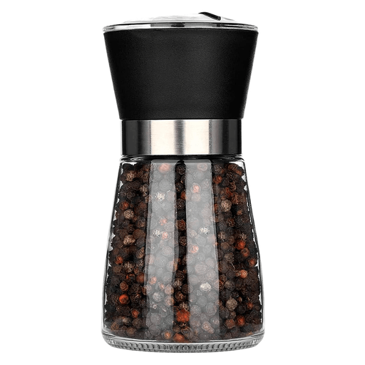 Este molinillo manual de vidrio con tapa antipolvo y capacidad de 200g, es ideal para sal o pimienta. Cuenta con 5 niveles de molienda ajustables mediante perilla, permitiendo regular el grosor desde fino hasta grueso con precisión. Fabricado con materiales resistentes como vidrio templado y acero inoxidable, incorpora un núcleo de cerámica para una molienda eficiente y duradera. Su diseño transparente y moderno no solo aporta estilo a tu cocina, sino que también te permite ver fácilmente la cantidad de especia disponible. Práctico, fácil de limpiar y pensado para el uso diario.