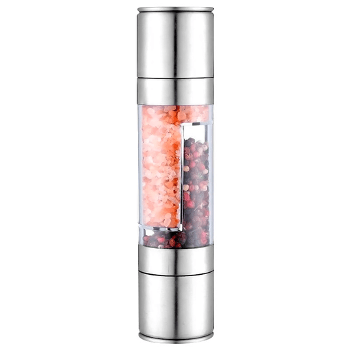 El Molinillo 2 en 1 de acero inoxidable es la opción ideal para darle un toque de elegancia y funcionalidad a tu cocina. Tiene un diseño moderno y envase transparente, permitiéndote agregar sal y pimienta a tus platos de forma sencilla y precisa. Gracias a su tapa de cierre hermético, este condimentero asegura la frescura y conservación de tus especias. Además, cuenta con diferentes ajustes para que puedas moler las especias a tu gusto, ya sea más fino o más grueso.