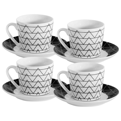 Este juego de 8 piezas, compuesto por 4 tazas y 4 platos de cerámica, combina un diseño clásico con una estética refinada, ideal tanto para el uso diario como para ocasiones especiales. Su material resistente lo hace apto para enfrentar cambios bruscos de temperatura, además de ofrecer una alta durabilidad frente a rayaduras y astilladuras. Gracias a su versatilidad y robustez, estas piezas no solo se adaptan a cualquier estilo de mesa, sino que también conservan su apariencia impecable con el paso del tiempo.