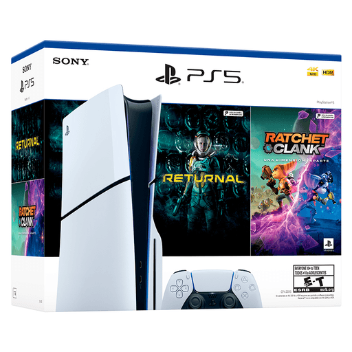 La PlayStation 5 Slim cuenta con un elegante diseño delgado, por lo que es perfecta para cualquier lugar en tu hogar. Cuenta con una capacidad de almacenamiento de 1T con espacio más que suficiente para guardar todos tus juegos favoritos y una lectora de discos que te permitirá adquirir juegos físicos. Además, te ofrece una calidad de imagen asombrosa gracias a su potente procesador y tarjeta gráfica de última generación. Incluye juegos “Returnal” y “Ratchet & Clank: Una Dimensión Aparte”.