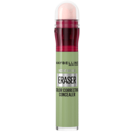 Maybelline New York, Instant Eraser Color Corrector Green contrarresta fácilmente el enrojecimiento con su aplicador incorporado y una fórmula que rápidamente se vuelve uno con la piel.