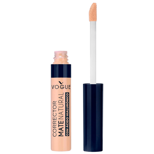 Corrector Vogue Mate Natural brinda hasta 24hs de hidratación con ácido hialurónico y extracto de pepino. Cuenta con ácido hialurónico, el cual es un ingrediente conocido por su capacidad de brindar hidratación y firmeza a la piel y extracto de pepino.