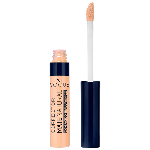 Corrector Vogue Mate Natural brinda hasta 24hs de hidratación con ácido hialurónico y extracto de pepino. Cuenta con ácido hialurónico, el cual es un ingrediente conocido por su capacidad de brindar hidratación y firmeza a la piel y extracto de pepino.