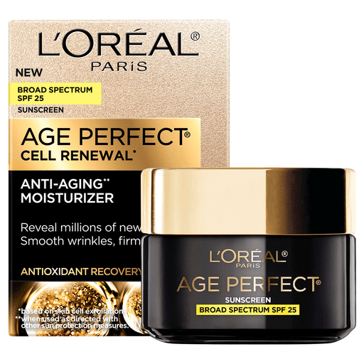 Crema hidratante Age Perfect Renovación Celular con SPF 25 está elaborada con un antioxidante patentado y vitamina E para ayudar a recuperar las reservas antioxidantes de la piel y potenciar su proceso de renovación natural. Revela millones de células nuevas día tras día: menos arrugas, una piel más firme, más radiante y de aspecto más joven.