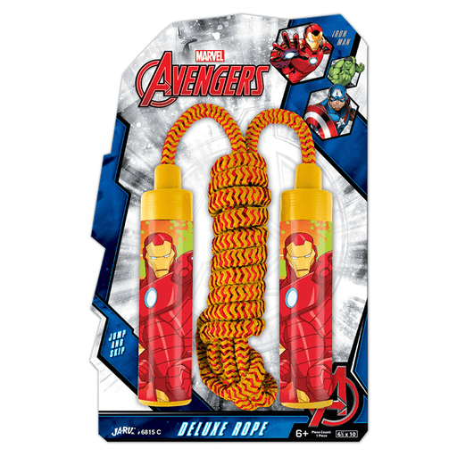 Esta cuerda de saltar con mango ergonómico es el complemento perfecto para mantener activos a los más pequeños con un diseño exclusivo de superhéroes de Marvel que los motivará a mantenerse en movimiento. Fabricada con materiales duraderos como nylon y plástico, está diseñada para resistir el uso constante y se puede ajustar a las necesidades de cada usuario. Con una longitud máxima de 2.5 metros, es ideal para niños de diferentes edades, brindando horas y horas de diversión.