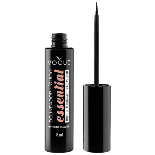 Delineador Vogue Essential con punta fina para alta precisión y secado rápido. Obtené una mirada espléndida con este delineador Vogue Essential, el cual con su punta fina te brindará un delineado perfecto. Es a prueba de agua y dura todo el día!. Su fórmula está enriquecida con aceite de almendras.
