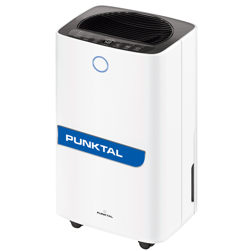 Este Deshumidificador Punktal combina eficiencia y tecnología para ofrecer un ambiente más saludable y confortable. Con una capacidad de deshumidificación diaria de 12 litros y un depósito de agua de 2 litros, también cuenta con opción de drenaje continuo para un uso prolongado sin interrupciones. Su moderno display LED táctil facilita el control de funciones como el temporizador, el ionizador y los tres modos de funcionamiento: automático, secado continuo y modo dormir. El ventilador silencioso con dos velocidades garantiza un ambiente tranquilo, mientras que el filtro antibacteriano y el ionizante mejoran la calidad del aire.