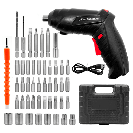El destornillador inalámbrico es una herramienta práctica y versátil, ideal para tareas del hogar y trabajos de bricolaje. Su diseño compacto y liviano, combinado con un mango giratorio, permite trabajar con mayor comodidad y adaptarse fácilmente a distintas posiciones. Incorpora batería recargable por USB y luz LED integrada, facilitando su uso incluso en espacios con poca iluminación. Además, incluye un completo set de accesorios y maletín organizador, manteniendo todo ordenado y siempre listo para usar. Una solución eficiente para quienes buscan practicidad y rendimiento en el día a día.
