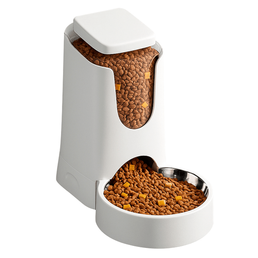Mantén a tus mascotas bien alimentadas y felices con este práctico dispensador de comida. Diseñado especialmente para perros y gatos, cuenta con un sistema de liberación automática que permite dosificar el alimento de forma eficiente, manteniéndolo siempre fresco y disponible. Está fabricado con plástico resistente y un plato de acero inoxidable, garantizando durabilidad, higiene y seguridad alimentaria. La tapa sellada evita fugas y mantiene el alimento protegido de la humedad y suciedad.