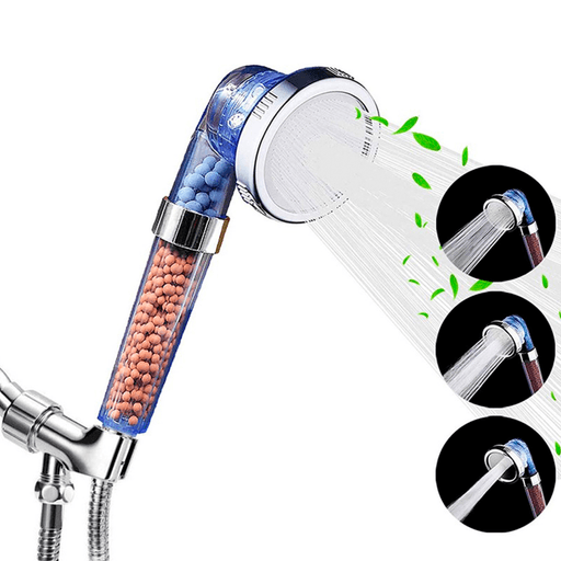 La piedra mineral infrarroja y la piedra mineral de iones negativos forman un sistema de filtro doble para reducir el cloro y absorber sustancias nocivas en el agua, suaviza y purifica el agua de la ducha para suavizar la piel y el cabello.