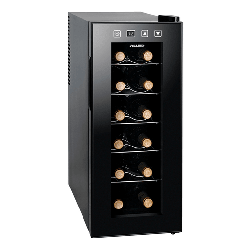 Mantené tus vinos a la temperatura perfecta con esta enfriadora de vinos Allied. Con capacidad para 12 botellas, cuenta con luz interior, indicador de temperatura, 70W de potencia y panel táctil. Ofrece un enfriamiento termoeléctrico (efecto Peltier) sin compresor, ni refrigerante y no altera los sedimentos en las botellas. 