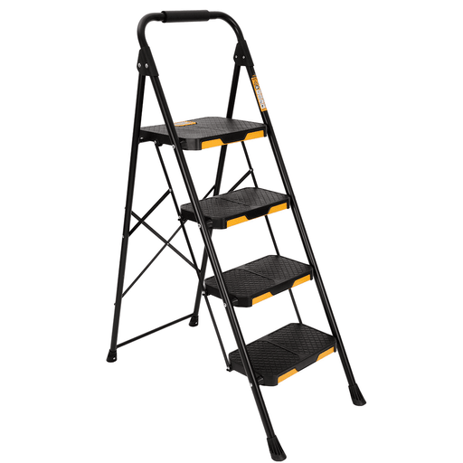 Esta escalera está diseñada para brindar seguridad, estabilidad y resistencia en las tareas del día a día. Su estructura de acero de carbono ofrece gran durabilidad, mientras que los escalones anchos con superficie antideslizante y las patas de goma ayudan a evitar resbalones y protegen el piso. Además, cuenta con un sistema de bloqueo que proporciona mayor firmeza al utilizarla. Gracias a su diseño plegable, liviano y compacto, es muy fácil de guardar y transportar. Resulta ideal para múltiples tareas del hogar como limpiar, alcanzar estantes altos, cambiar lámparas, organizar armarios o realizar pequeñas reparaciones, siendo una opción práctica para usar en distintos espacios del hogar.
