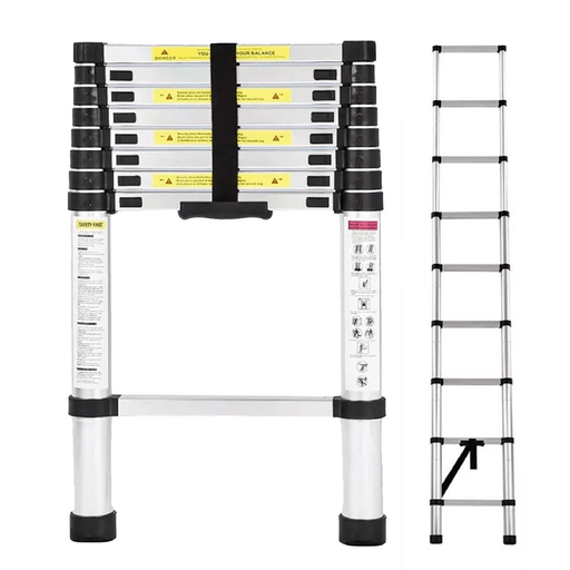 Esta escalera telescópica ayuda a realizar multitud de tareas con comodidad y seguridad. Su diseño extensible permite ajustar su altura con facilidad. Además es ligera y fácil de transportar y guardar. Es muy resistente y estable que se puede usar en interiores y exteriores, siendo ideal para limpieza, pintura, jardinería, bricolaje, reparación, construcción, etc. y puede soportar hasta 150kg.