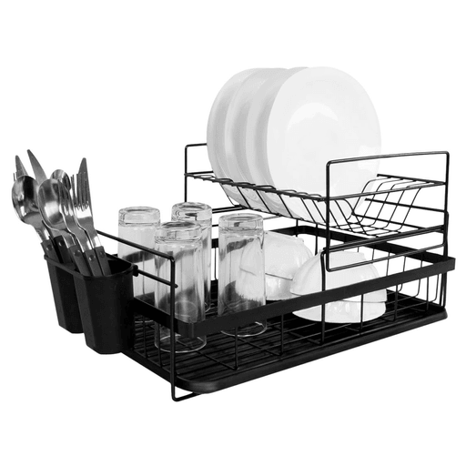 Tus platos y cubiertos limpios, secos y organizados con este elegante escurridor desmontable DecoTeam. Su construcción en hierro lo hace sumamente duradero y resistente a la vez que su diseño moderno hará que se vea genial en cualquier cocina. Con dos niveles de almacenamiento, tendrás lugar suficiente para colocar tus platos, tazas y cubiertos mientras se secan. Además, el portacubiertos y la bandeja removibles te permiten organizar tu cocina y aprovechar el espacio al máximo.
