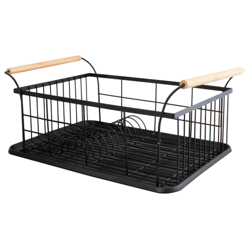 Este escurridor te permite escurrir y organizar tu vajilla ahorrando espacio gracias a su capacidad de hasta 10 platos con almacenamiento adicional para vasos y tazas. Su acabado en acero inoxidable proporciona una resistencia extra duradera, además su diseño con revestimiento de madera en las asas laterales le aporta un toque de minimalismo y elegancia a tu cocina. También cuenta con bandeja de goteo que facilita su limpieza y mantiene tu mesada limpia y seca.