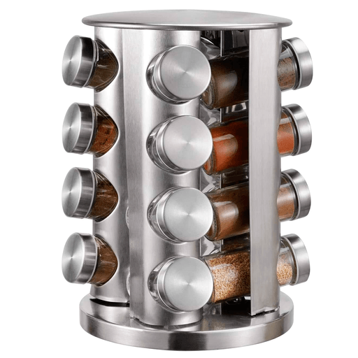 El Set de 16 Especieros es la forma más práctica y elegante de organizar tus condimentos. Cada frasco de vidrio cuenta con tapa de acero inoxidable, manteniendo las especias frescas y listas para usar. Su base giratoria 360° facilita encontrar lo que necesitás al instante, mientras que los tamices dosificadores y tapas de rosca aseguran un uso cómodo, limpio y preciso en cada preparación. Además de optimizar espacio, aporta un toque moderno y sofisticado a tu cocina.
