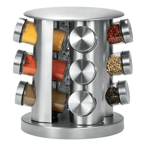 Este set de 12 especieros es la solución perfecta para mantener tus condimentos ordenados y siempre a mano. Cada frasco de vidrio incluye tapa de acero inoxidable, lo que ayuda a conservar la frescura y el aroma de las especias. Su base giratoria de 360° permite acceder fácilmente a cada frasco, mientras que los tamices dosificadores y tapas a rosca garantizan un uso práctico, limpio y preciso. Además de ahorrar espacio, añade un estilo moderno y elegante a cualquier cocina.
