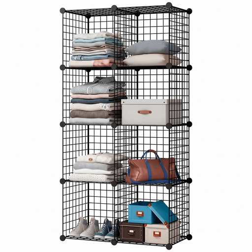 Mantené tu hogar y todas tus pertenencias organizadas con estantería de rejilla de metal, diseñada para hacerte la vida mucho más fácil. Cuenta con ocho cubos separados que pueden contener hasta 1Kg cada uno. Ya sea en el hogar, la oficina, la sala de estudio o cualquier otro lugar, esta estantería modular será tu aliada para mantener tus objetos organizados y al alcance de la mano.