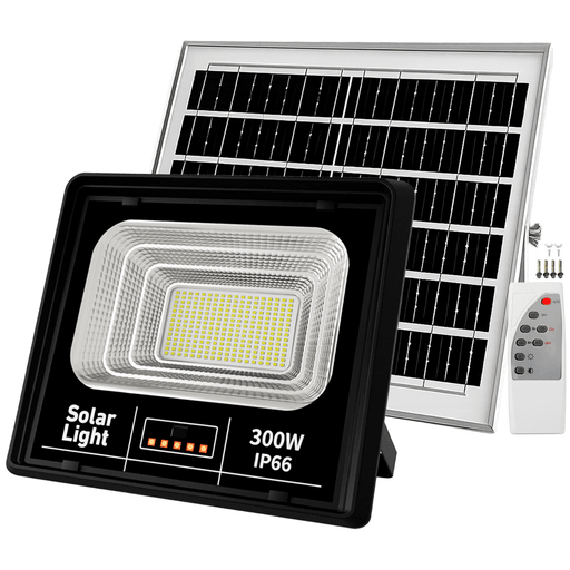 Iluminá tus espacios exteriores de forma eficiente y sin cables con el foco solar LED JORTAN de 300W. Diseñado para brindar máxima potencia y autonomía, incorpora panel solar de alta eficiencia, fotocélula automática y control remoto para un manejo cómodo y práctico. Ideal para quienes buscan una solución de iluminación potente, ecológica y de fácil instalación. Gracias a su sistema de carga rápida y su funcionamiento inteligente, este foco se enciende automáticamente al detectar oscuridad, ofreciendo iluminación confiable en todo momento sin necesidad de conexión eléctrica.