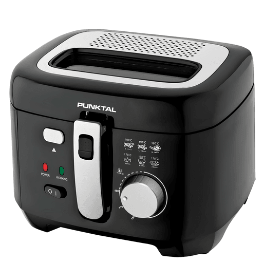 Con la Freidora de aceite Punktal vas a poder hacer tus platillos favoritos de forma rápida y sencilla, gracias a su potencia de 1800W, capacidad de 2.5 litros y termostato ajustable. Además, para que puedas llevar un control de tus preparaciones, cuenta con ventana larga de visualización, luz indicadora de temperatura y temporizador mecánico.