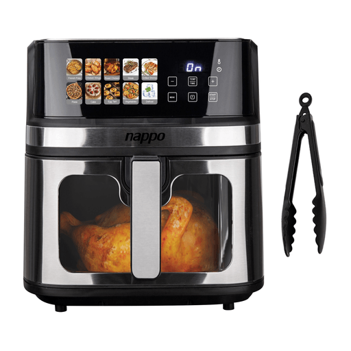 Esta avanzada freidora NAPPO cuenta con un generoso canasto de 8L de capacidad, ideal para familias grandes o para quienes disfrutan de recibir amigos en casa. Con una potente eficiencia de 1700W y diseño innovador con ventana de visualización y luz interior, permite monitorear tus alimentos sin necesidad de abrirla, lo que ayuda a mantener la temperatura constante para resultados óptimos. Cuenta con un moderno panel táctil con pantalla LED, extremadamente intuitivo y fácil de manejar, además su temperatura es ajustable desde 80°C hasta 200°C perfecta para adaptarse a tus necesidades.