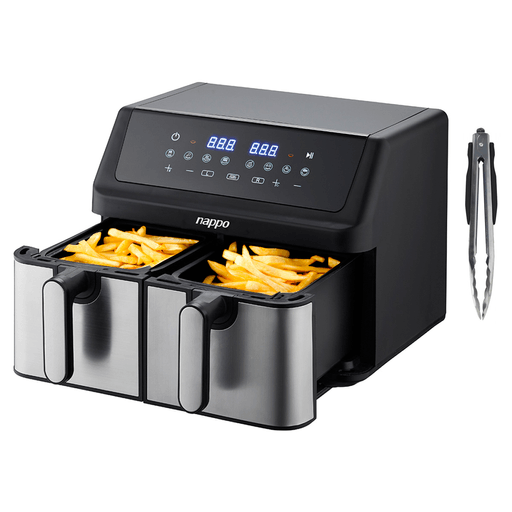 La freidora sin aceite NAPPO es el electrodoméstico ideal para freír, asar, hornear o recalentar tus alimentos de forma más saludable. Posee una capacidad de 9 litros, una potencia de 2000W y cuenta con la tecnología Fry Force 360° que garantiza una cocción uniforme, rápida y sin necesidad de añadir aceite. Además, viene equipada con 8 funciones de cocción preestablecidas para que puedas preparar una amplia variedad de platos de manera sencilla. Gracias a que su apagado es automático y su pantalla es táctil, hacen que su uso sea aún más cómodo y seguro. 
