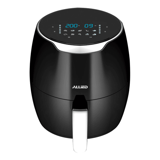 Con esta freidora sin aceite Allied con capacidad de 5 litros y 1500W de potencia podrás cocinar y preparar tus recetas favoritas de manera muy fácil. Tiene sistema de circulación de aire rápido permitiendo freír alimentos en menos tiempo y ahorrando energía. Además es apto para lavavajillas, cuenta con revestimiento antiadherente, pantalla digital y control táctil. Ahora vas a poder cocinar con 80% menos de grasa y de forma saludable con toda la familia y amigos.