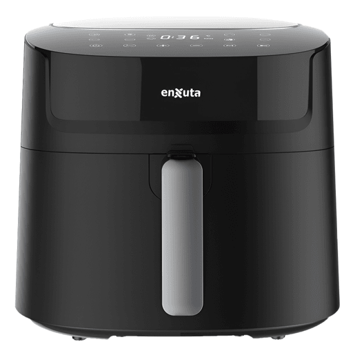 La freidora sin aceite Enxuta es el complemento ideal para tu cocina. Con una capacidad de 6L y una potencia de 1800W, podés preparar una amplia variedad de platos de forma más saludable y rápida. Su panel de control touch te permite ajustar la temperatura de cocción de 80 a 200ºC o programar el timer para obtener resultados perfectos en cada preparación. Además, cuenta con canasto removible antiadherente, protección por sobrecalentamiento, luz indicadora y pies antideslizantes que te proporcionan seguridad y comodidad en cada uso.