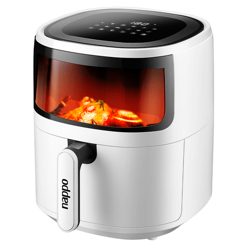 Con esta freidora sin aceite NAPPO, podrás cocinar comidas saludables y deliciosas sin agregar aceite. Reduce hasta en un 85% el uso de aceite para la cocción al utilizar tecnología de circulación de aire caliente de 360º cocinando los alimentos en todas las direcciones. Prepará una variedad de deliciosos platos con texturas crujientes utilizando solo un poco o nada de aceite, consiguiendo un sabor más intenso y resultados más sanos y menos caloríficos.