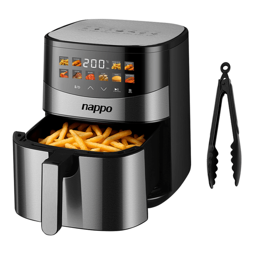 Esta freidora sin aceite NAPPO Shine de 6,5L es el complemento perfecto para tu cocina. Con una potencia de 1500W, te permite cocinar fácilmente todos tus platos favoritos de una forma más saludable. Además, cuenta con panel táctil con 10 funciones preestablecidas, temperatura ajustable hasta 200ºC y timer de hasta 60 minutos para controlar la cocción de tus alimentos fácilmente.