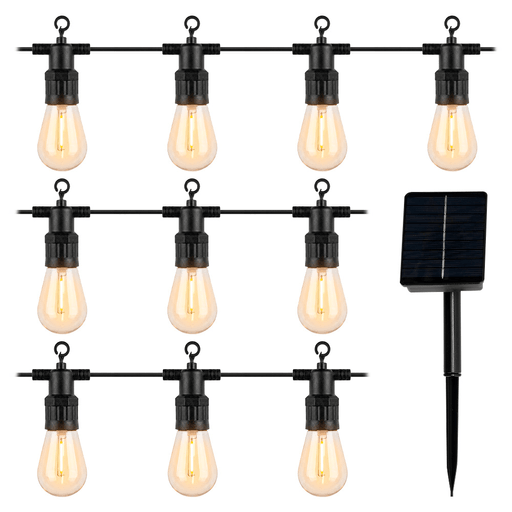 Esta guía de luces solares LED es la opción ideal para ambientar y decorar cualquier espacio exterior con un cálido y agradable efecto de iluminación. Equipada con 10 lámparas y encendido automático al anochecer, brinda entre 7 y 10 horas de luz continua, perfecta para disfrutar de jardines, terrazas, balcones o reuniones al aire libre. Su funcionamiento con energía solar la convierte en una solución práctica, eficiente y lista para usar todos los días, aportando estilo y calidez sin esfuerzo.