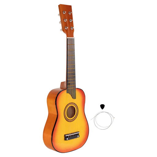 Esta guitarra acústica es la introducción perfecta al apasionante mundo de la música para los más pequeños. Tiene un diseño delicado con un acabado en color de madera, además incluye una púa y una cuerda de repuesto para cualquier inconveniente. Este instrumento no solo ofrece horas de entretenimiento, sino también la oportunidad de fomentar la creatividad musical de los niños.
