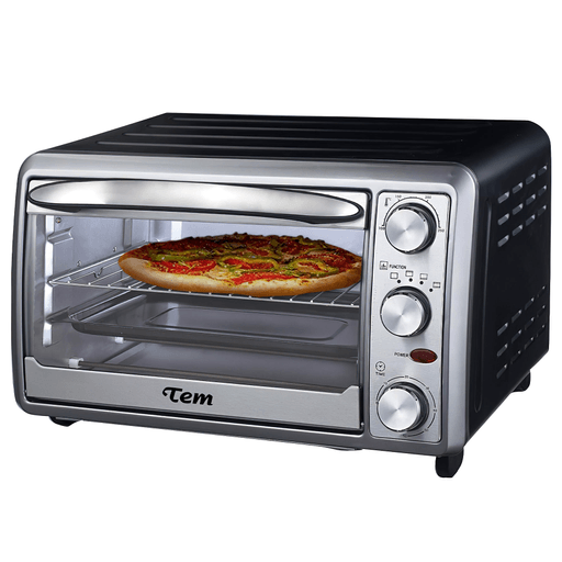 Realizá tus preparaciones favoritas con este horno eléctrico Tem con capacidad de 20 litros y 1380W de potencia. Cuenta con 1 bandeja de rejilla, 1 bandeja asadora, y Timer de 60 minutos con alarma. Tiene 4 funciones de cocción: calor superior, calor inferior, calor superior e inferior en simultáneo o apagado.