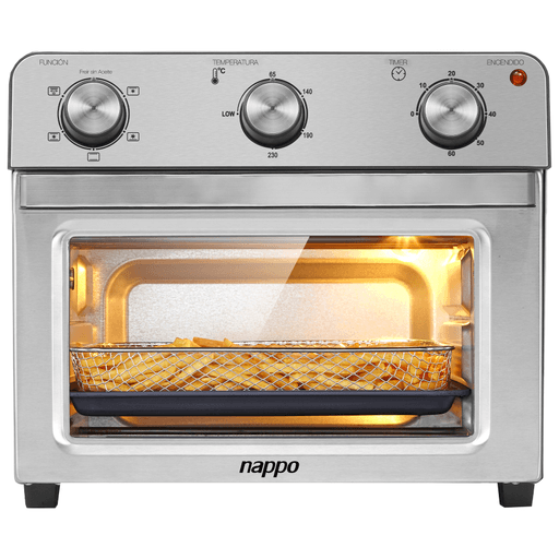 Disfrutá de tus comidas favoritas de forma más saludable con este horno freidora Nappo. Cuenta con la capacidad de cocinar por convección, logrando freír, hornear o tostar tus alimentos sin la necesidad de utilizar aceite. Dispone de accesorios, es capaz de alcanzar 230° e integra un timer de 60 minutos.
