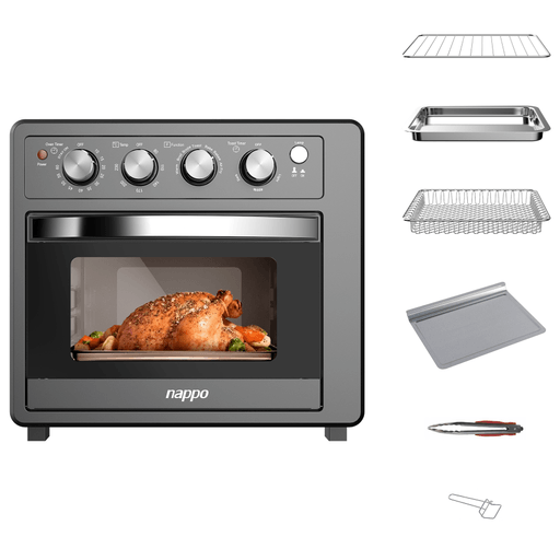 El Horno Freidora NAPPO es un electrodoméstico versátil que combina la funcionalidad de una freidora sin aceite, un horno eléctrico, un grill y un calentador, todo en un solo equipo. Con 7 funciones en 1, este aparato te permite hornear, asar, tostar y calentar tus alimentos, además de ofrecer funciones de convección para una cocción más rápida y saludable. Además, cuenta con una potencia de 1700W y una capacidad de 25L, que lo hacen ideal para preparar deliciosas comidas para toda la familia.