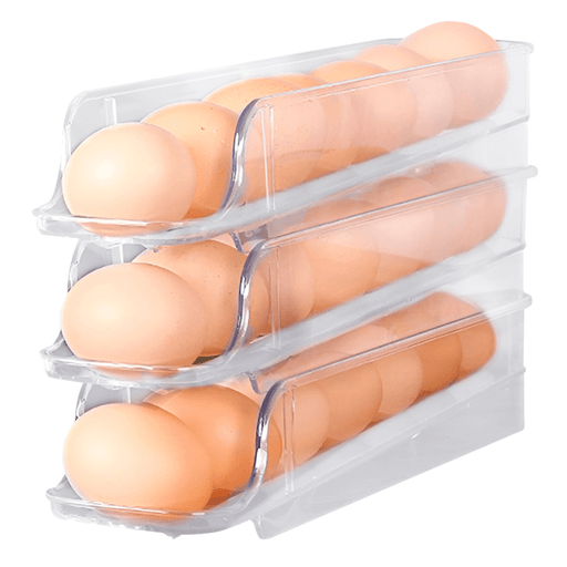 Esta práctica huevera de 3 niveles y una fila es el accesorio perfecto para tu cocina. Con un diseño que ahorra espacio, es apilable y te permite maximizar el espacio en tu refrigerador, despensa o armario de cocina. Fabricado en material resistente, cuenta con un diseño automático que asegura que los huevos rueden automáticamente a medida que los quitás, brindándote un fácil acceso a ellos en todo momento.
