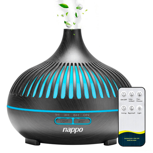 Este humidificador difusor NAPPO es un producto innovador que brinda un ambiente agradable y saludable en tu hogar. Con un diseño de madera y fabricado con materiales de alta calidad, tiene una capacidad de 550ml para asegurar una difusión eficiente con ajustes de tiempo de atomización de 1, 3 y 6 horas. Además, cuenta con luz LED ajustable de 7 colores para crear una atmósfera relajante y personalizada.