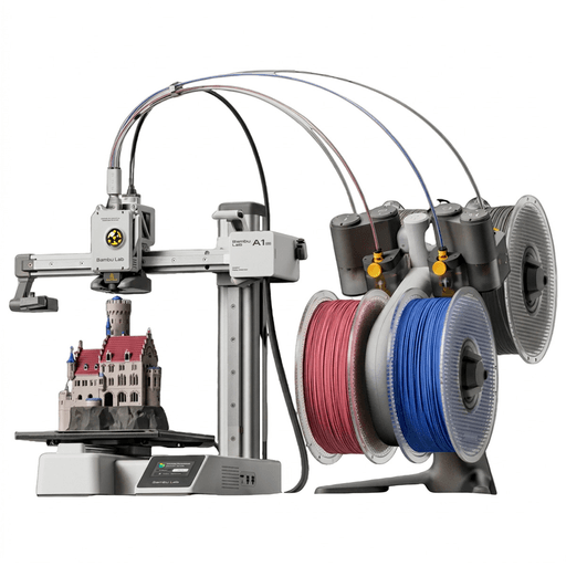 La Impresora 3D Bambu Lab A1 Mini + AMS Lite combina facilidad de uso, precisión y versatilidad en un formato compacto. Su sistema de calibración completamente automática simplifica la configuración antes de cada impresión, mientras que su intuitiva pantalla táctil facilita el manejo. Gracias al AMS Lite, permite trabajar con múltiples filamentos y colores de forma automática, ampliando las posibilidades para crear proyectos 3D más originales y detallados.
