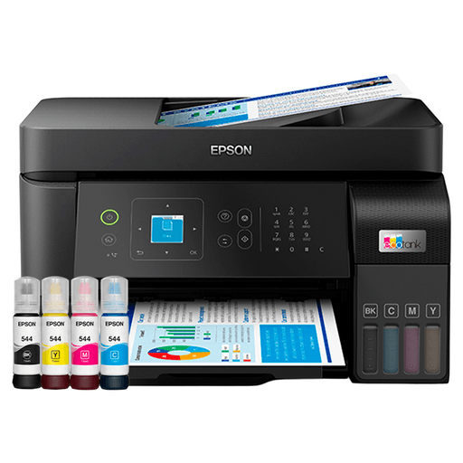 La Impresora Epson EcoTank L5590 es una solución multifunción práctica y eficiente para el hogar, oficina o pequeños negocios. Permite imprimir, copiar, escanear y enviar fax, ofreciendo impresión rápida y un sistema EcoTank de tanques de tinta recargables que ayuda a reducir los costos de impresión. Cuenta con alimentador automático de documentos de 30 hojas, pantalla LCD a color de 1,44
